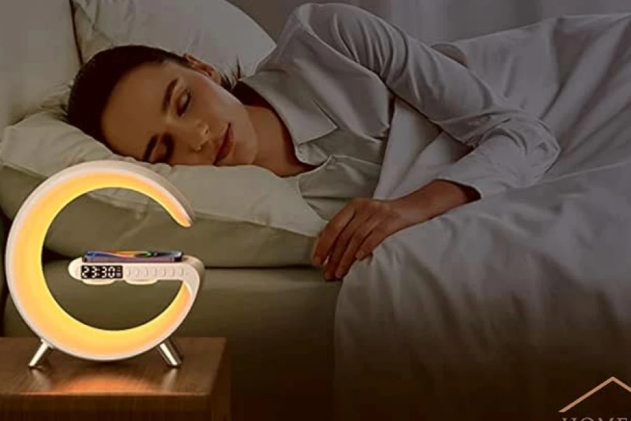 Modern bedside clock lamp