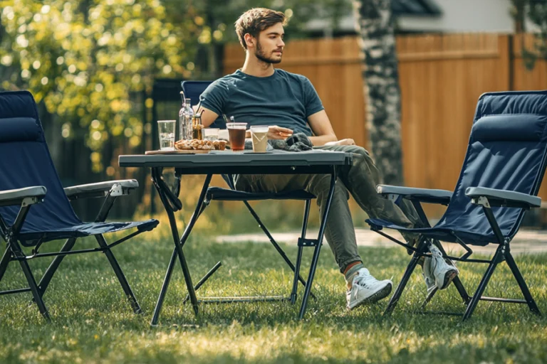 Compact foldable table for outdoors